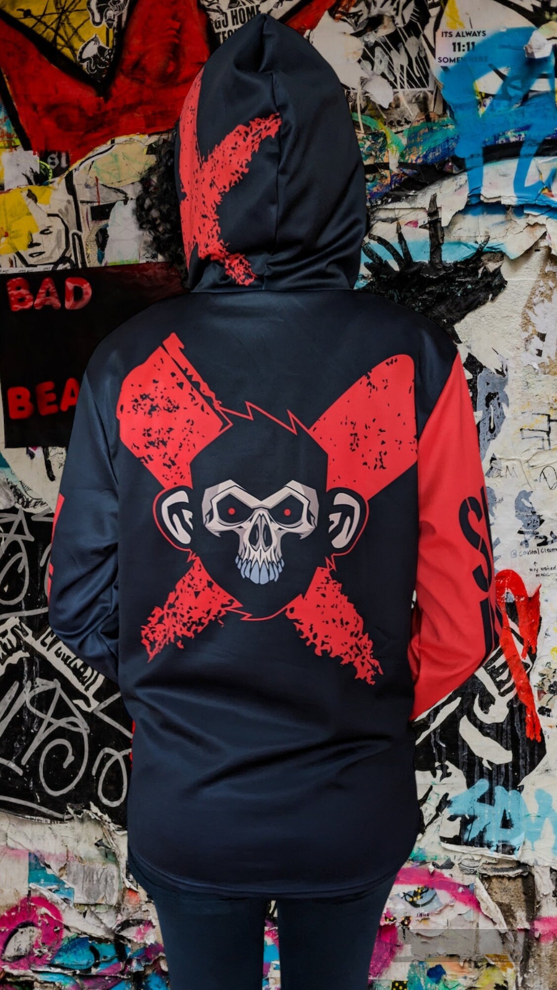 5 Star Funk Phase "Skull Monkey" Hoodie With Mask, unisex, graffiti, streetwear, urban, gift, graphic apparel, pullover