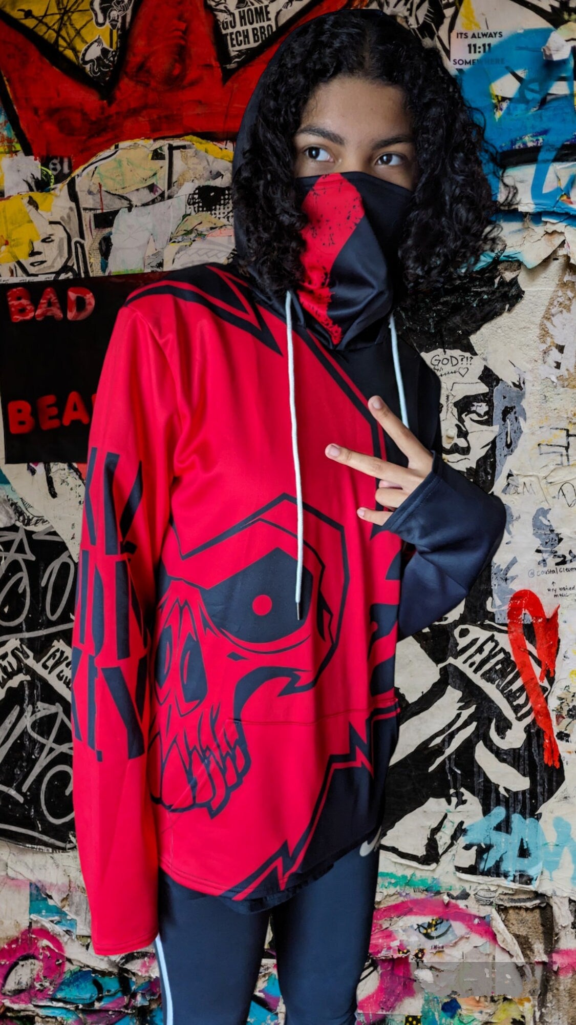 5 Star Funk Phase "Skull Monkey" Hoodie With Mask, unisex, graffiti, streetwear, urban, gift, graphic apparel, pullover