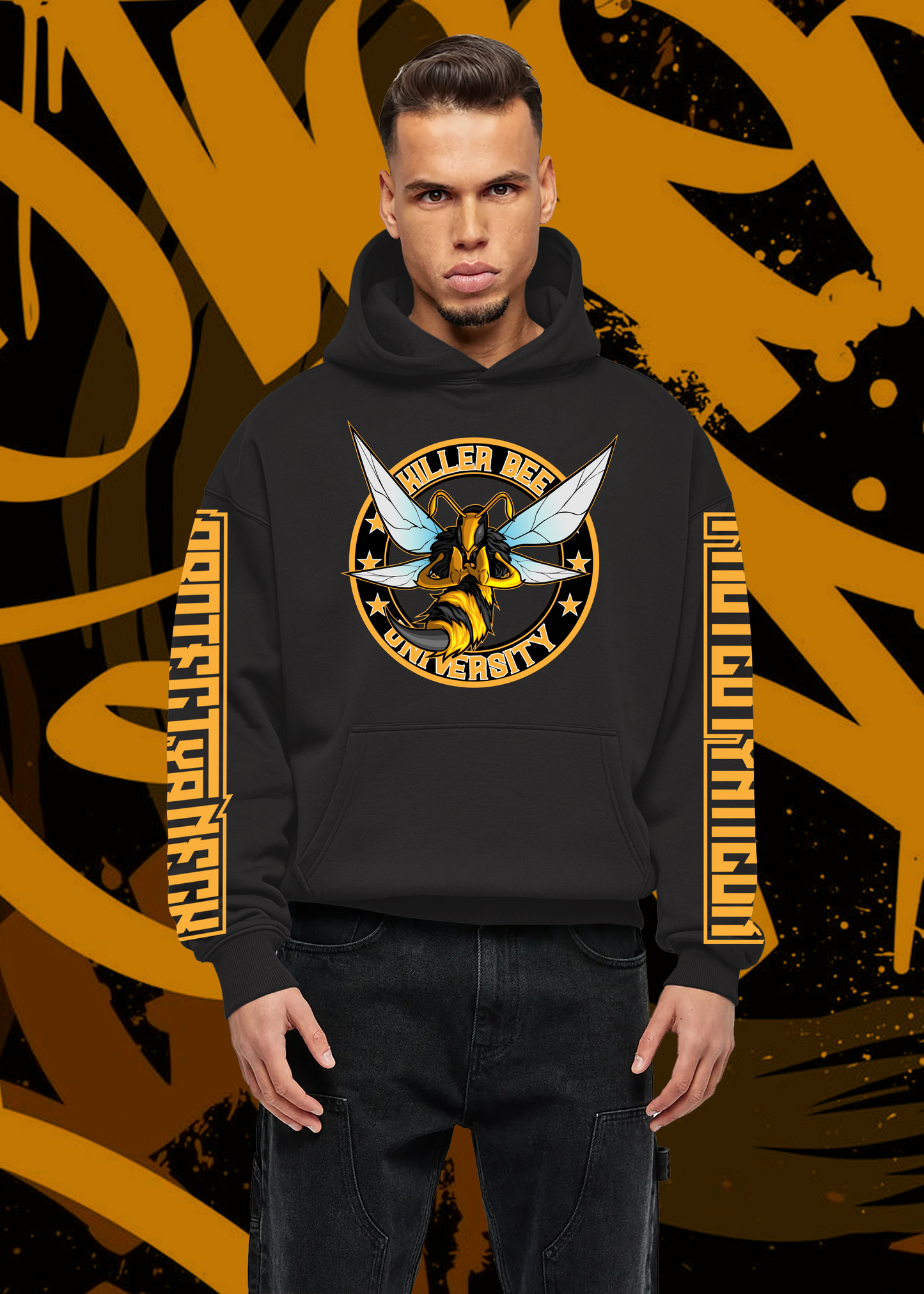 5 Star Funk "Killer Bee University" Men's Graphic Hoodie unisex graphic apparel hip hop streetwear pullover killer bee fashion rap long sleeve deluxe