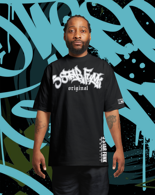 5  Star Funk logo unisex streetwear, graphic apparel, crew neck, graffiti brand t-shirt