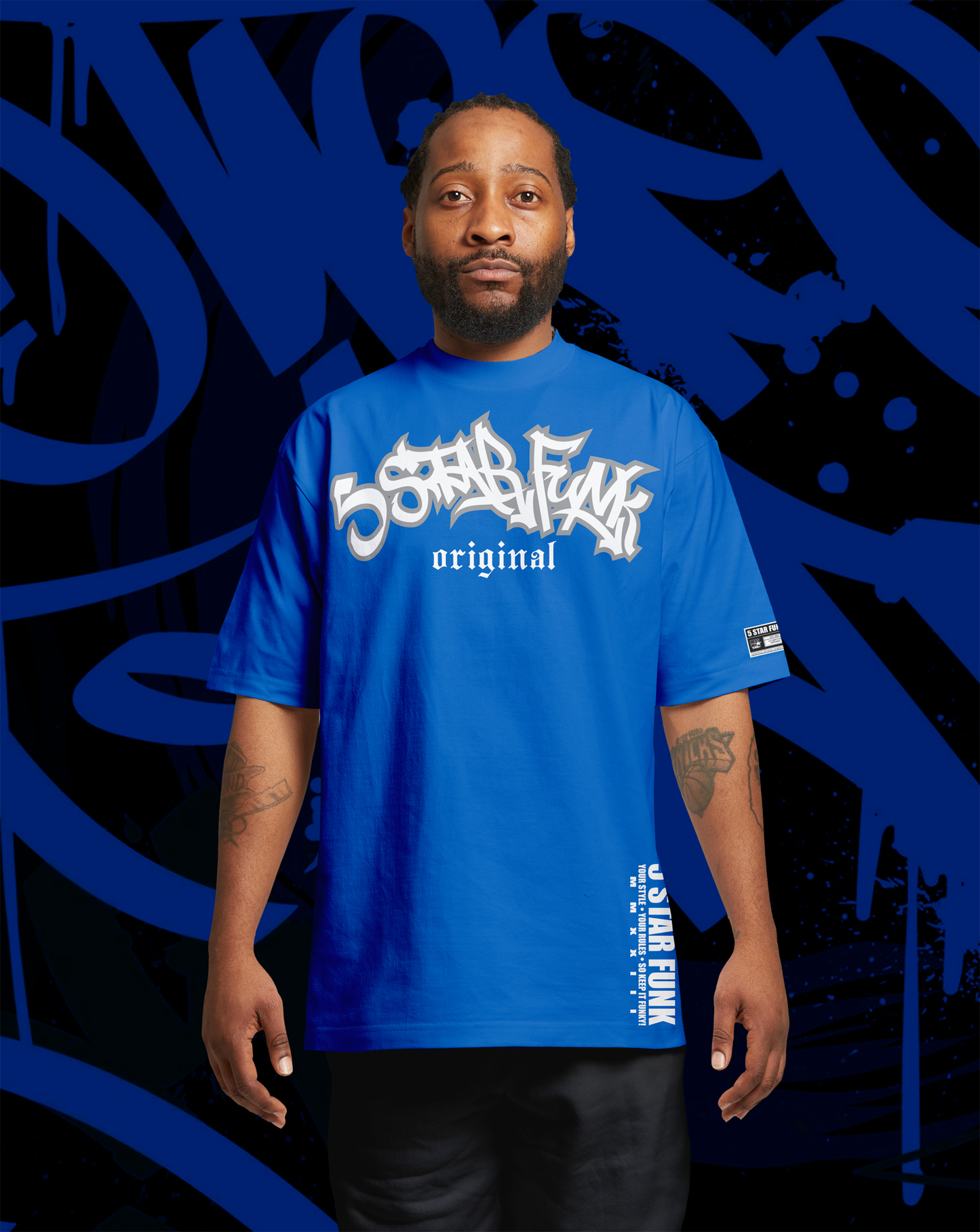 5 Star Funk logo unisex streetwear, graphic apparel, crew neck, graffiti brand t-shirt