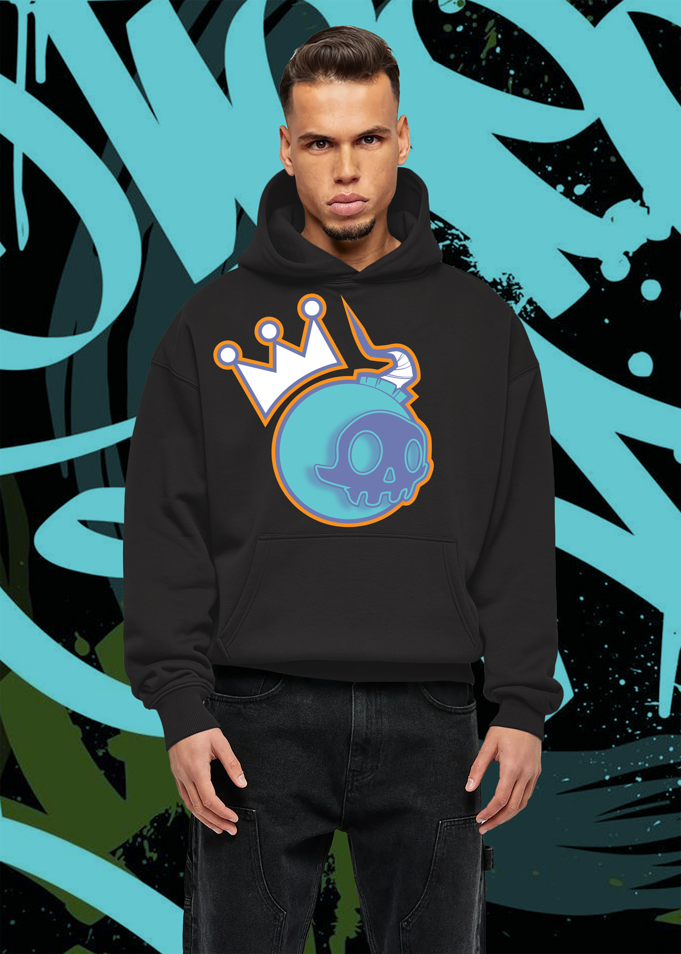 5 Star Funk "Skull Bomber": Unisex Graphic Hoodie streetwear pullover graffiti urban fashion art long sleeve men's hoodie graffiti art urban wear graphic