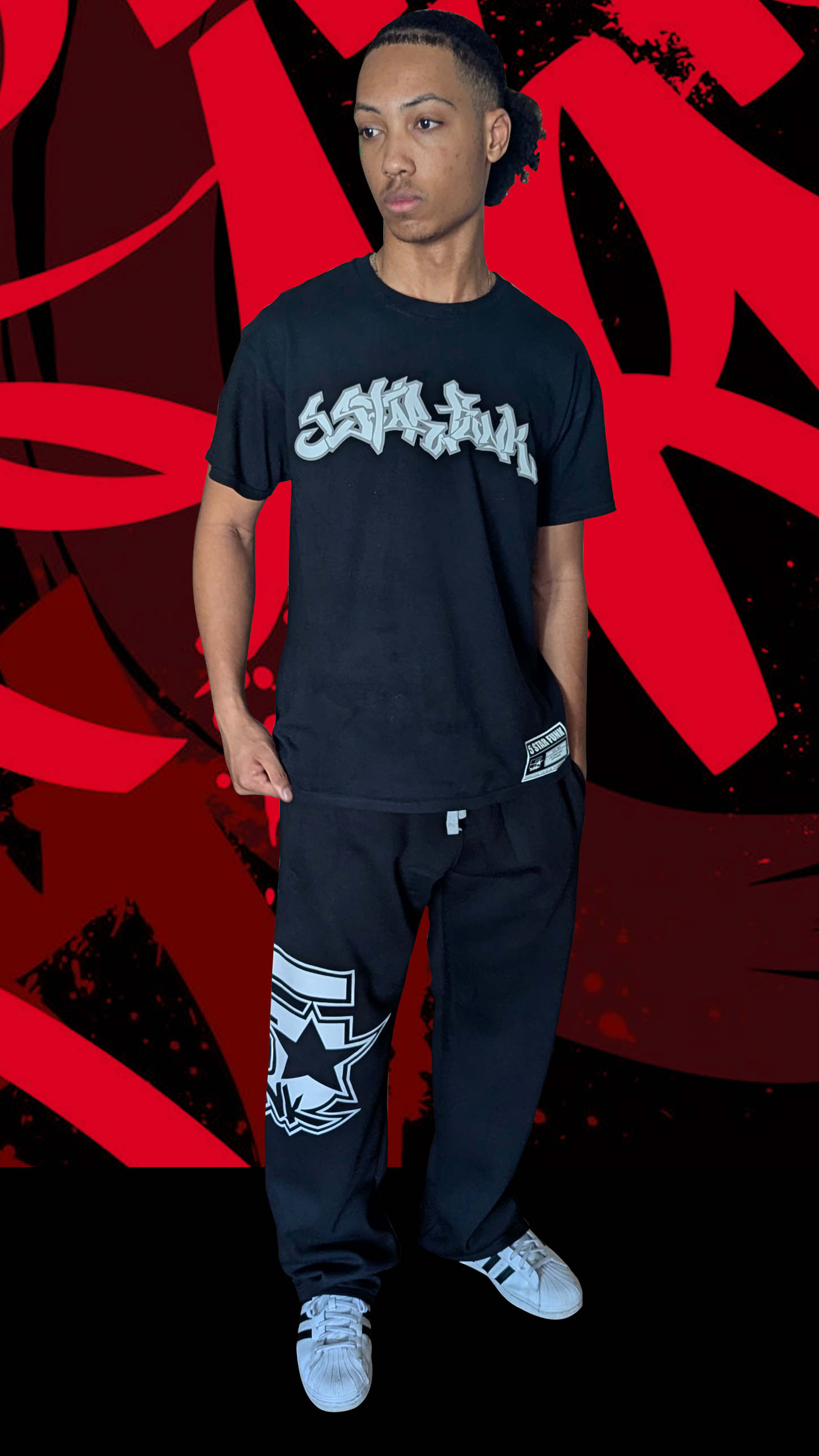 5 Star Funk wide legged, activewear, drawstring, baggy, graphic apparel, streetwear sweatpants