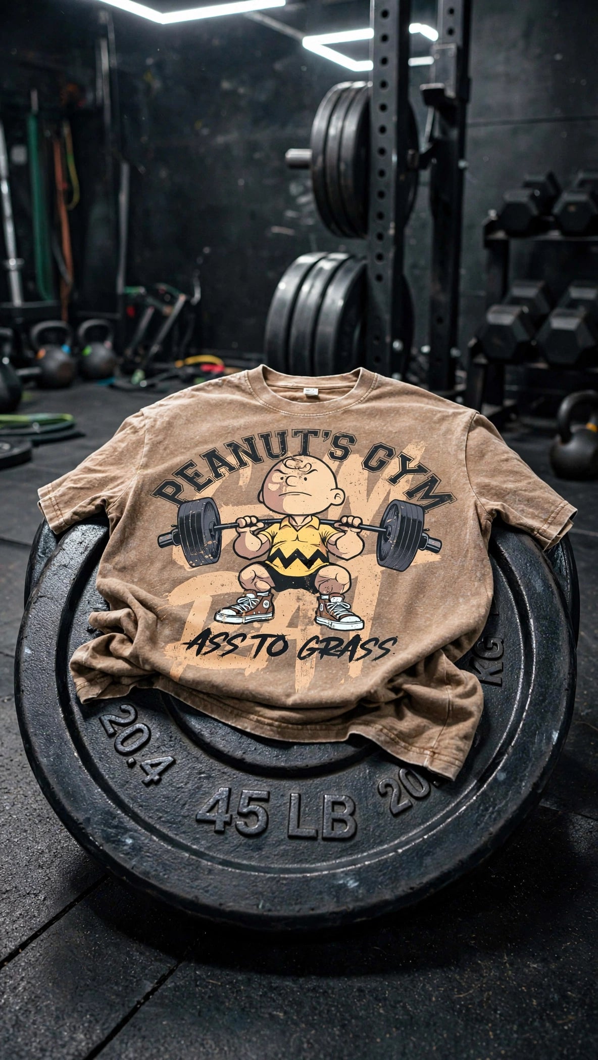 "PEANUT'S GYM" Oversized Acid Washed Gym Shirt