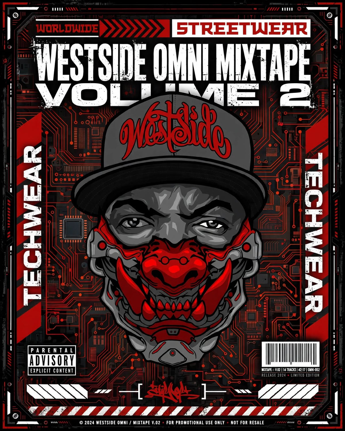 5STARFUNK Westside Omni Mixtape Volume 2 Tee - N.W.A. meets Neo-Tokyo - Black Oversized Streetwear Graphic Shirt
