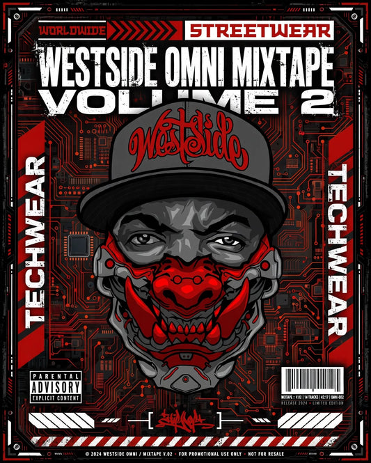 5STARFUNK Westside Omni Mixtape Volume 2 Tee - N.W.A. meets Neo-Tokyo - Black Oversized Streetwear Graphic Shirt