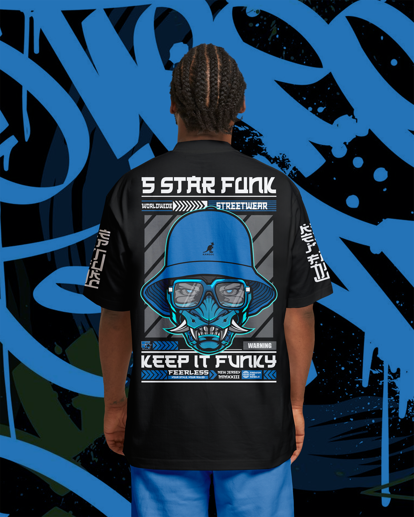 5 Star Funk Hip Hop Tech wear, unisex, graphic apparel, streetwear, crew neck, Short sleeve, t-shirt