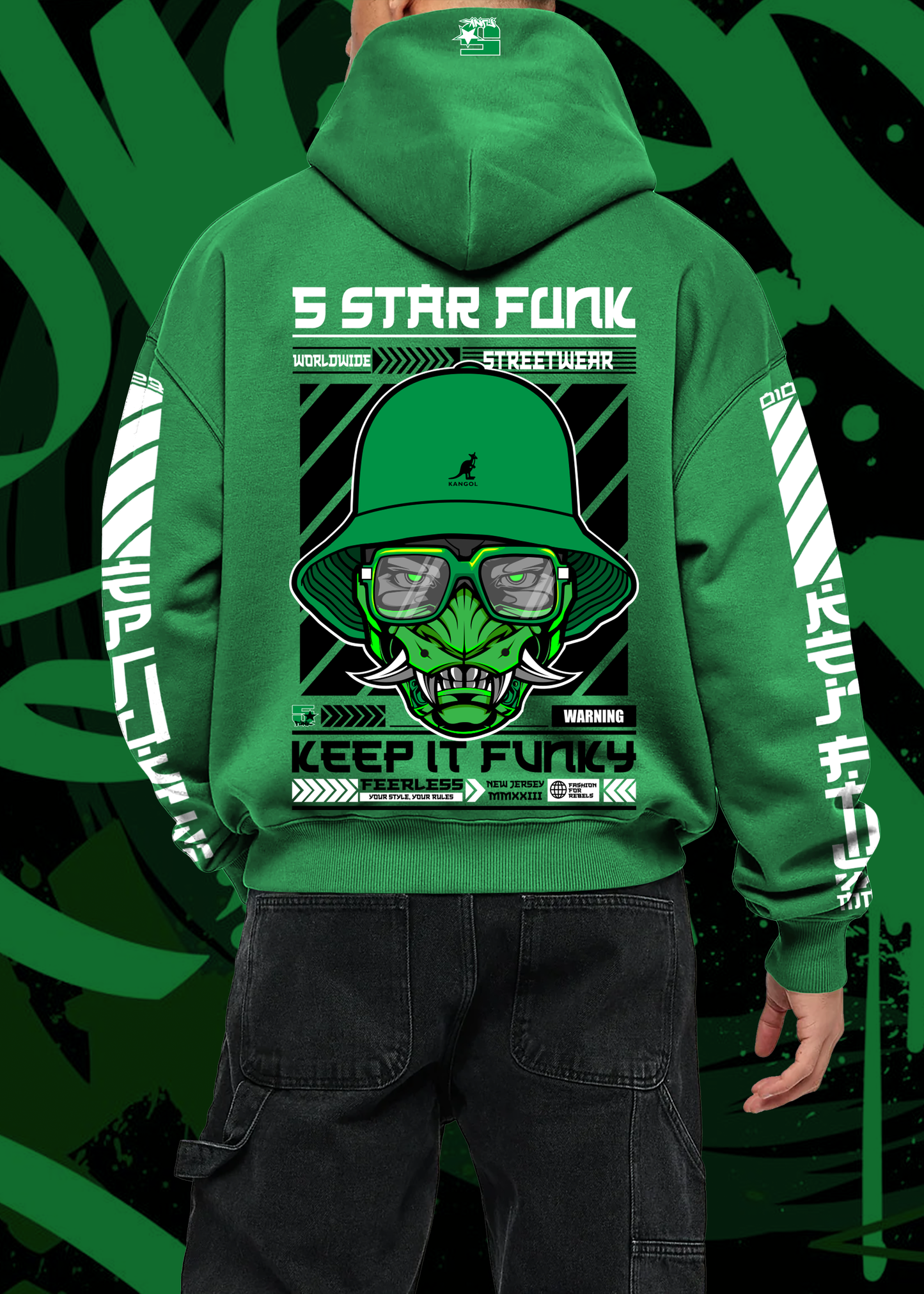 5 Star Funk Hip Hop Tech wear, unisex, graphic apparel, pullover, streetwear hoodie t-shirt