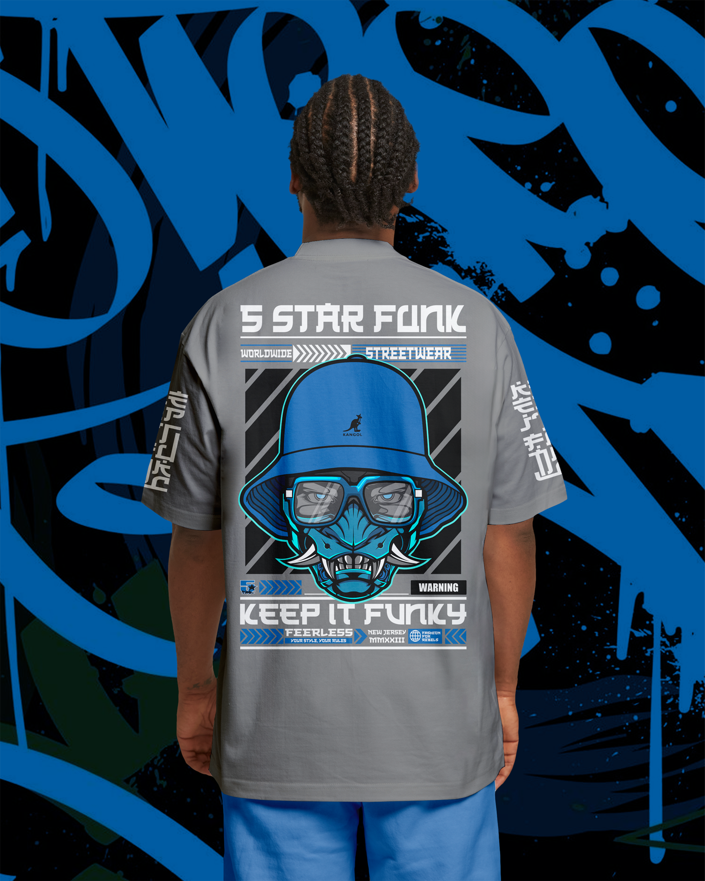 5 Star Funk Hip Hop Tech wear, unisex, graphic apparel, streetwear, crew neck, Short sleeve, t-shirt