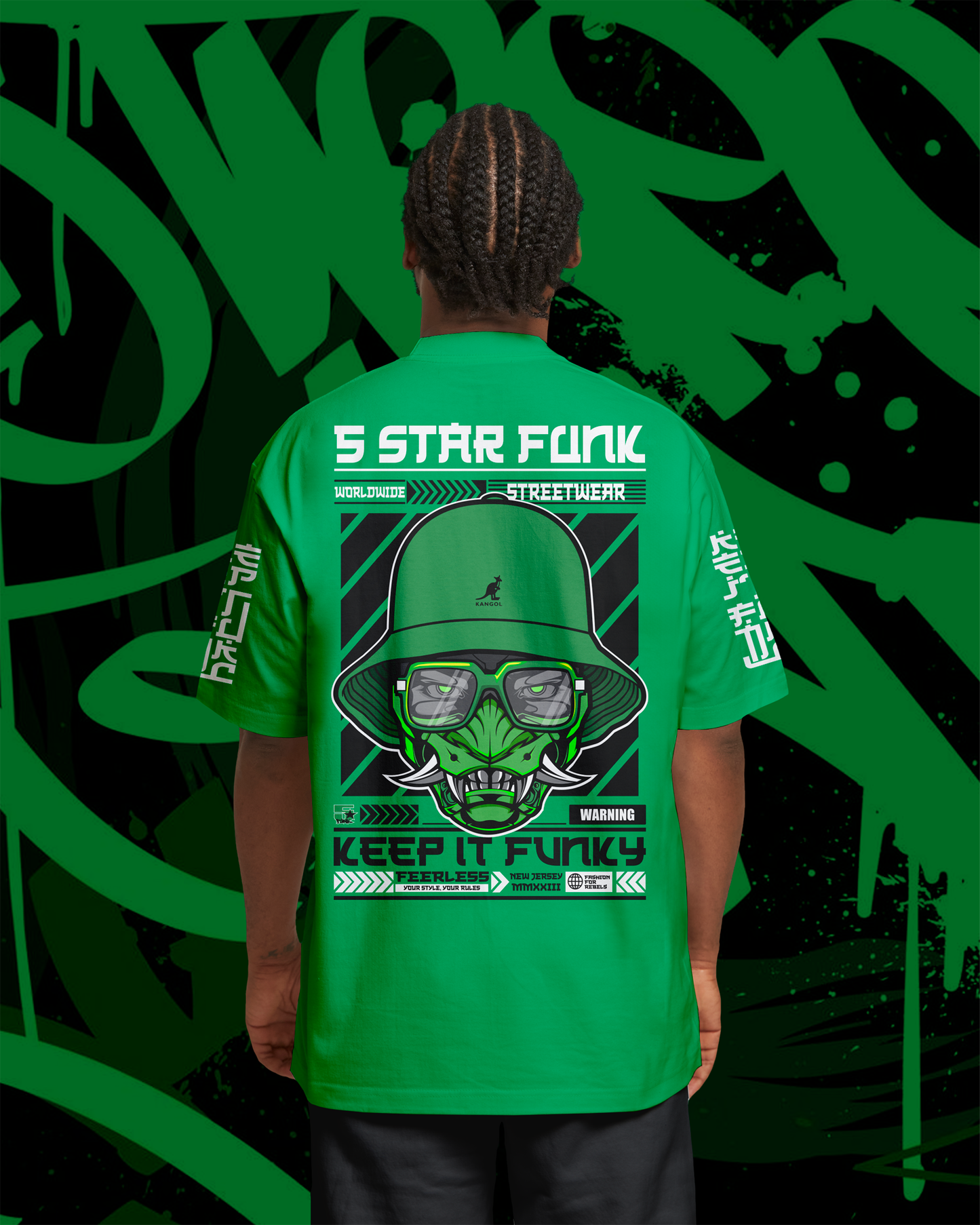 5 Star Funk Hip Hop Tech wear, unisex, graphic apparel, streetwear, crew neck, Short sleeve, t-shirt