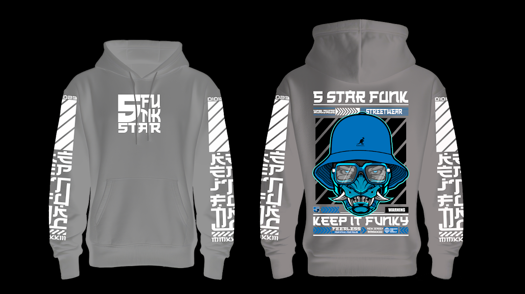 5 Star Funk Hip Hop Tech wear, unisex, graphic apparel, pullover, streetwear hoodie t-shirt