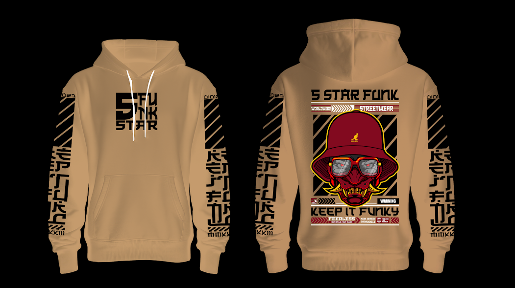 5 Star Funk Hip Hop Tech wear, unisex, graphic apparel, pullover, streetwear hoodie t-shirt