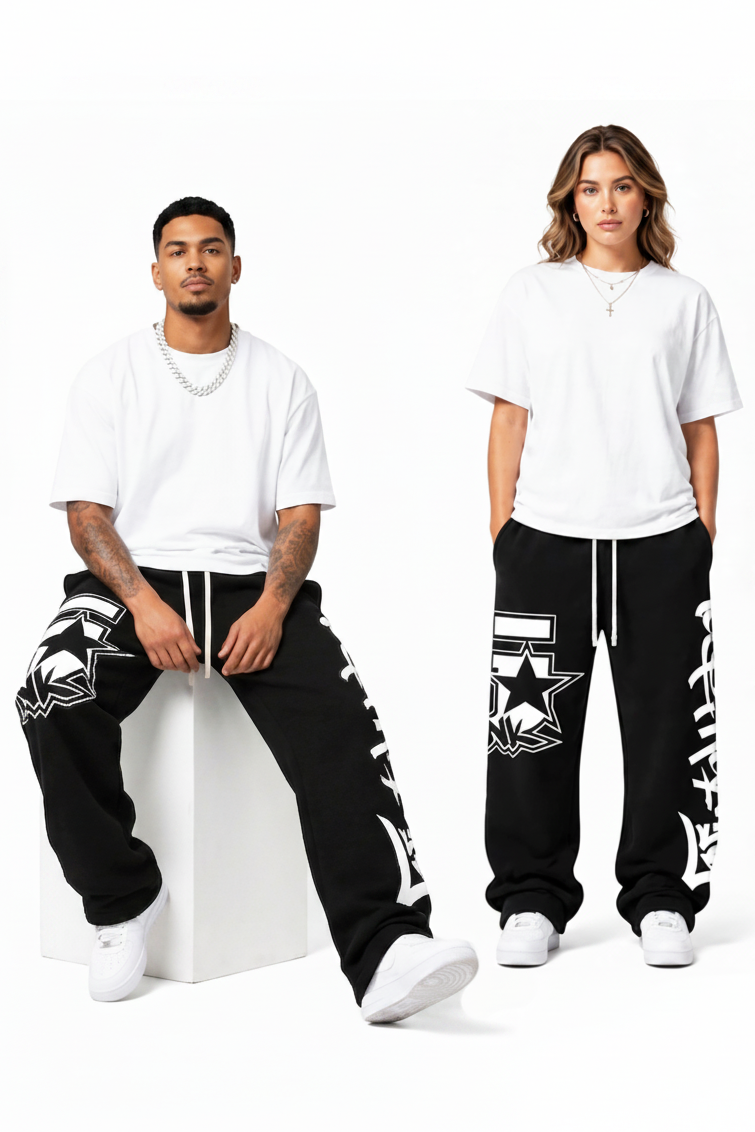Men's Wide Leg Streetwear Sweatpants – Baggy Drawstring Activewear | 5 Star Funk