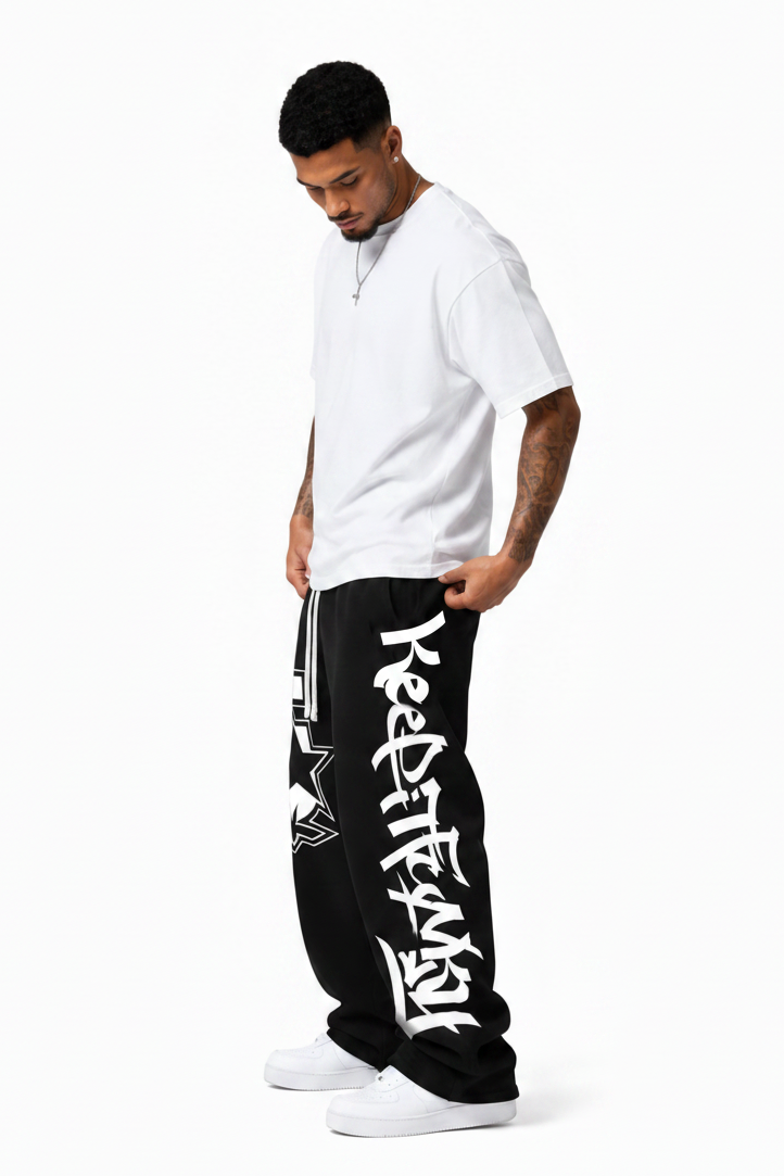 Men's Wide Leg Streetwear Sweatpants – Baggy Drawstring Activewear | 5 Star Funk
