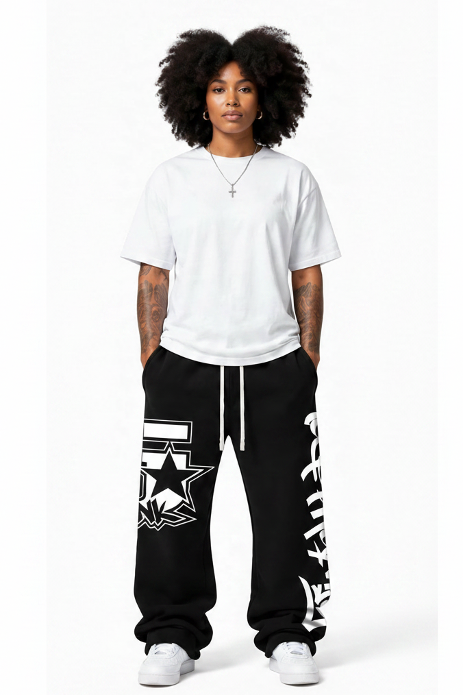 Men's Wide Leg Streetwear Sweatpants – Baggy Drawstring Activewear | 5 Star Funk