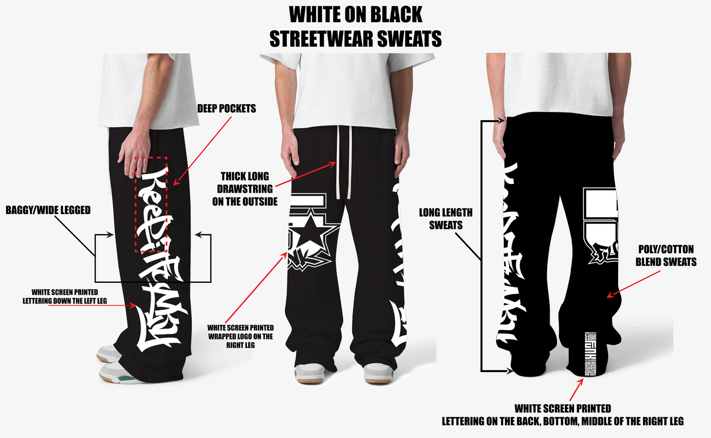 5 Star Funk wide legged, activewear, drawstring, baggy, graphic apparel, streetwear sweatpants