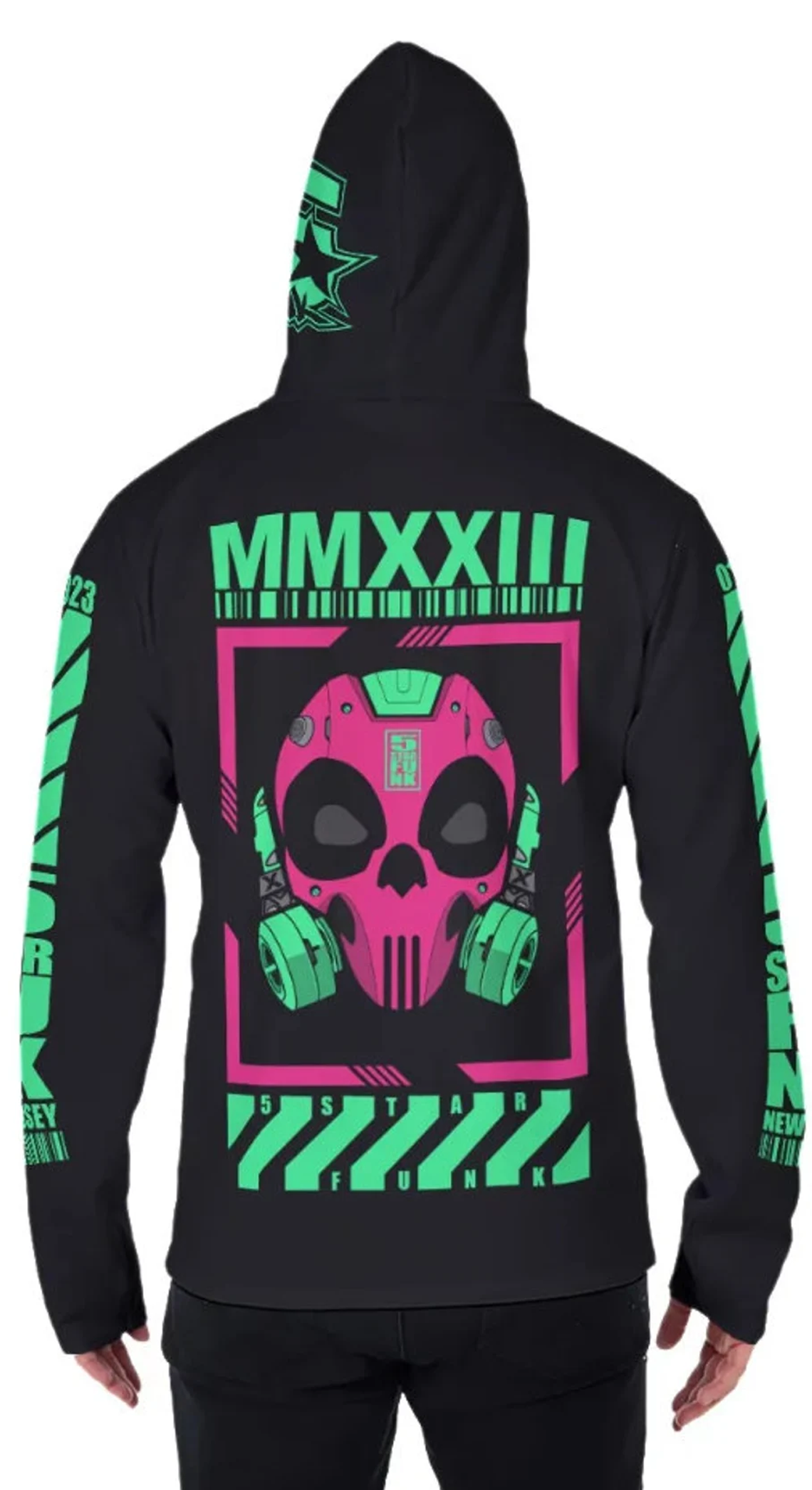 5 Star Funk Phase 1 Techwear Hoodie With Mask, unisex, graphic apparel, pullover