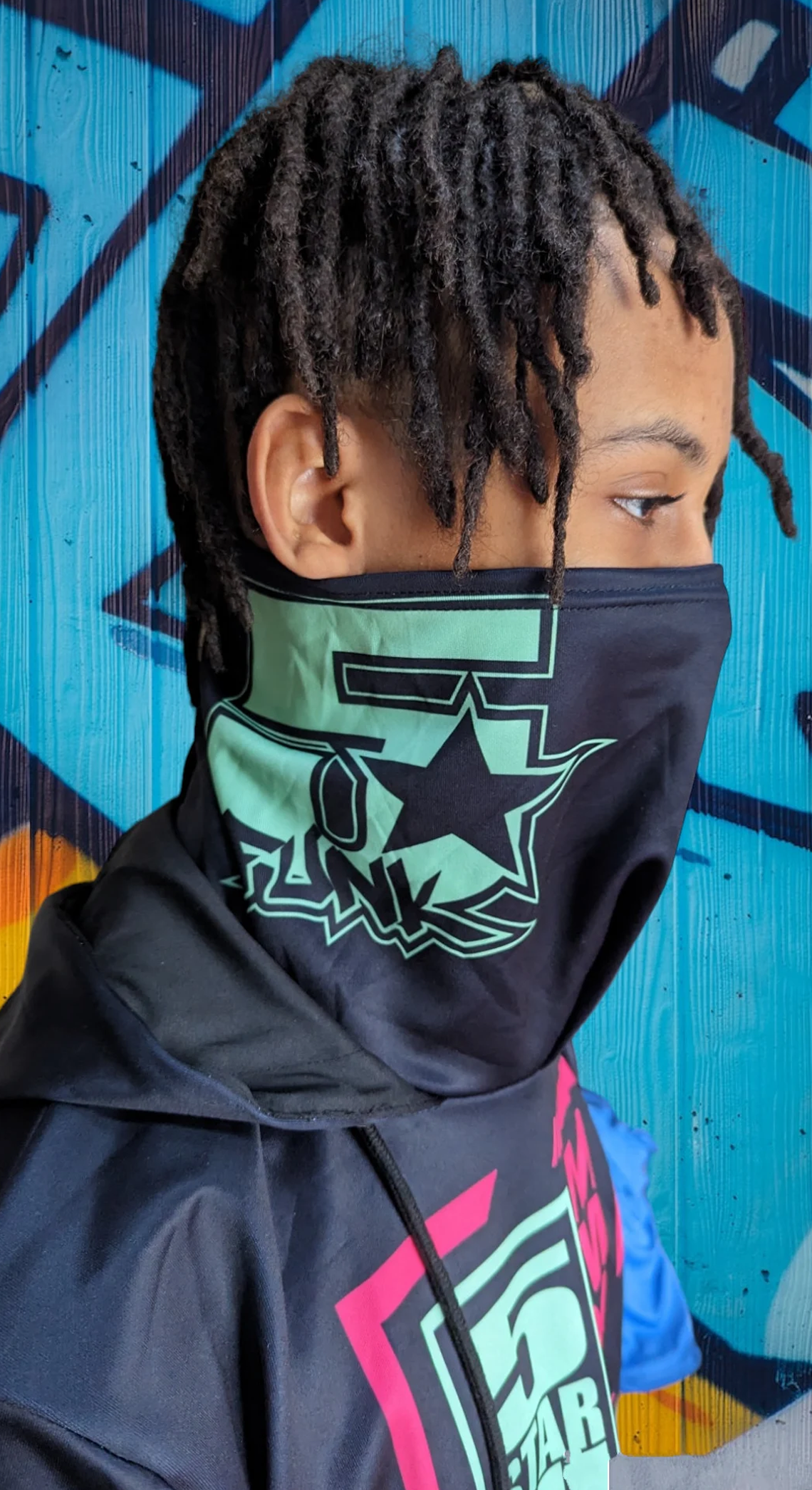 5 Star Funk Phase 1 Techwear Hoodie With Mask, unisex, graphic apparel, pullover