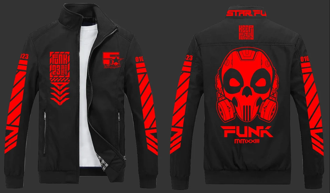 5 Star Funk Phase 3 Techwear, unisex, graphic apparel, streetwear, Windbreaker Flight Jacket, Fall, Active, Outwear, Casual