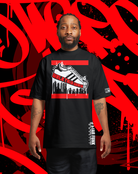 5 Star Funk "Walk This Way Drip": Men's Graphic Tee hip hop shirt gift for him gift for her unisex crew neck shirt sleeve street wear