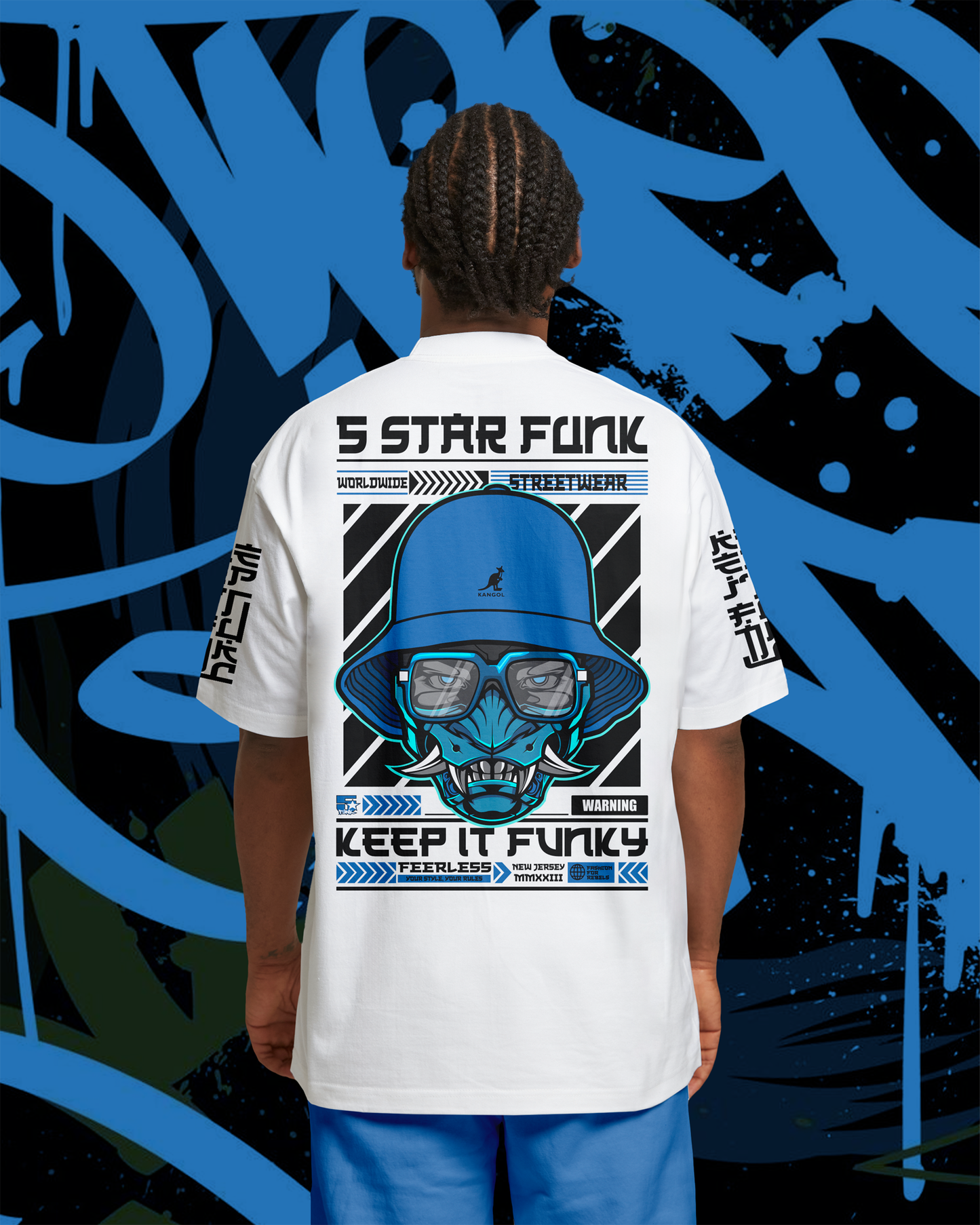5 Star Funk Hip Hop Tech wear, unisex, graphic apparel, streetwear, crew neck, Short sleeve, t-shirt